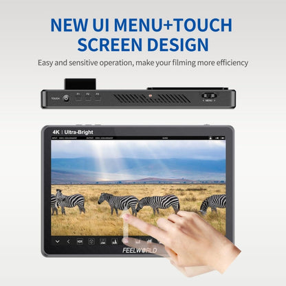 FEELWORLD LUT11H 10.1 Inch Ultra Bright 2000nit DSLR Camera Field Monitor Touch Screen 4K HDMI F970 External Power and Install Kit (UK Plug)