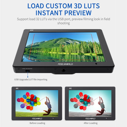 FEELWORLD T7 PLUS 7 inch 3D LUT DSLR Camera Field Monitor with Waveform 4K HDMI Aluminum Housing (Black)