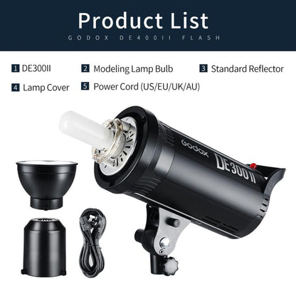 Godox DE300II 300Ws Flash de studio Lumière stroboscopique Tête de lampe Support Bowens Speedlight (prise britannique)