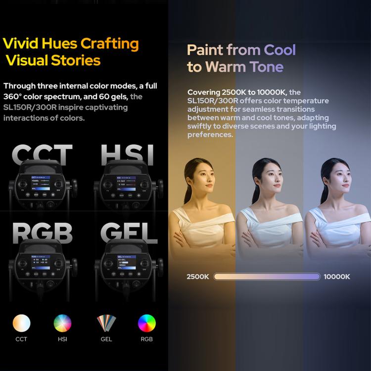 Godox SL300R RGB LED Video Light 310W CRI/TLCI 97+ COB Monolight Bowens Mount Studio Photo Light (AU Plug)