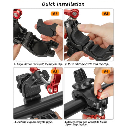 Sunnylife Sports Camera Universal Bicycle Clamp 360 Rotation 19-35mm Clip for DJI Action / Insta360 / GoPro (Black)