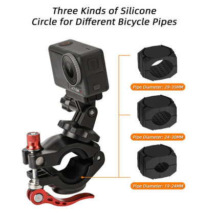 Sunnylife Sports Camera Universal Bicycle Clamp 360 Rotation 19-35mm Clip for DJI Action / Insta360 / GoPro (Black)