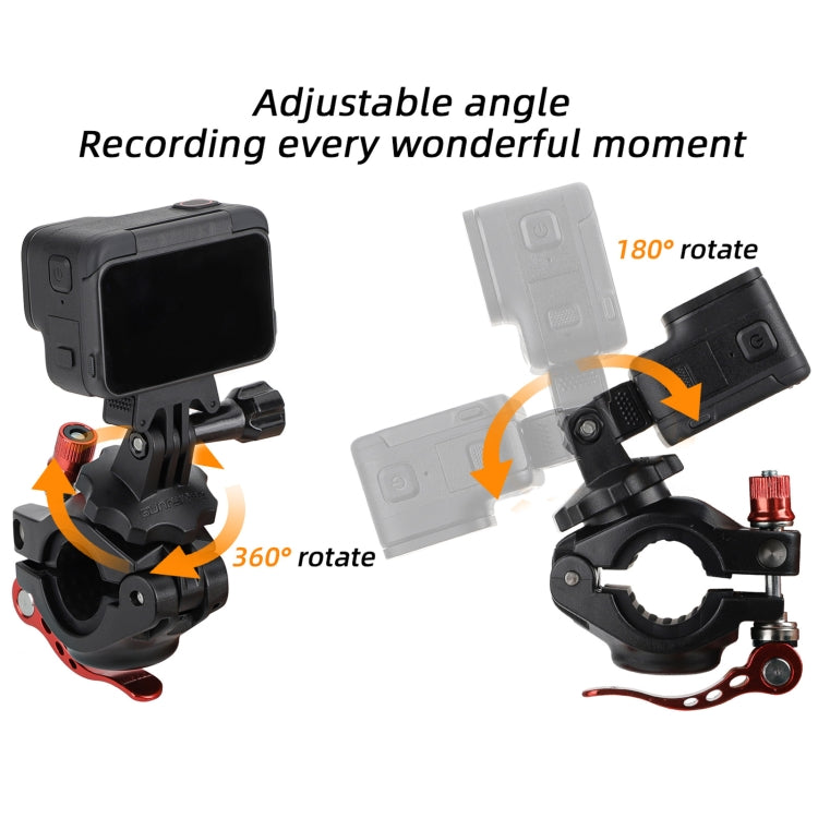 Sunnylife Sports Camera Universal Bicycle Clamp 360 Rotation 19-35mm Clip for DJI Action / Insta360 / GoPro (Black)