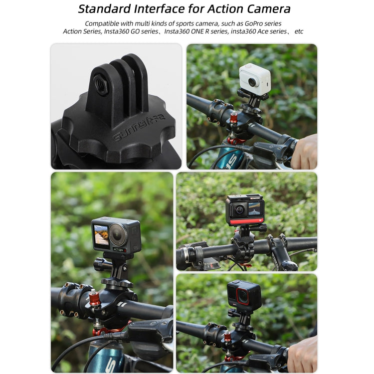 Sunnylife Sports Camera Universal Bicycle Clamp 360 Rotation 19-35mm Clip for DJI Action / Insta360 / GoPro (Black)