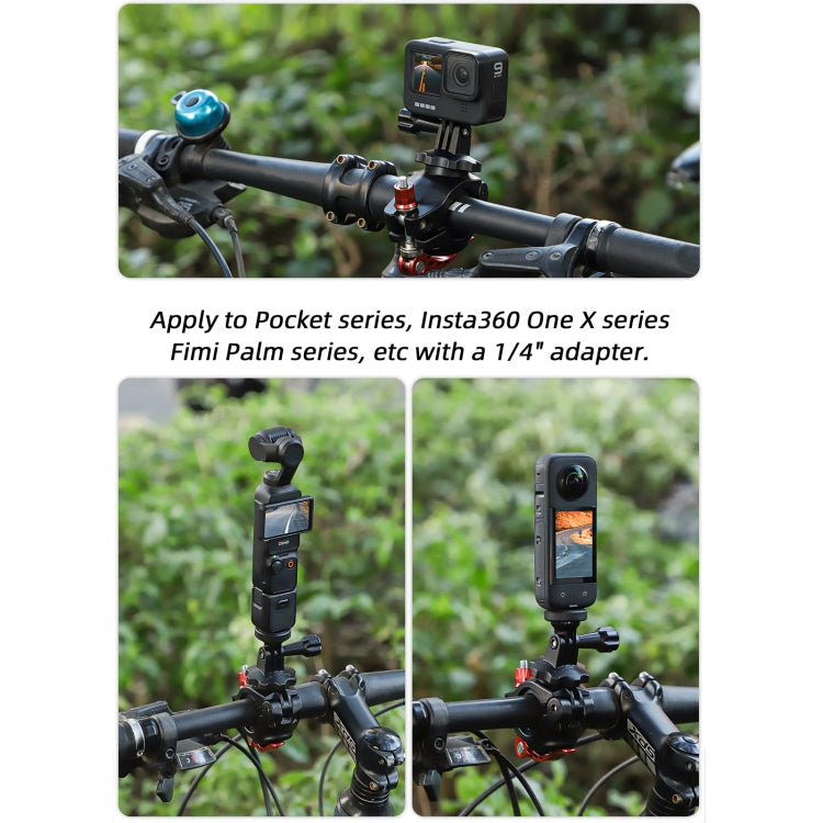 Sunnylife Sports Camera Universal Bicycle Clamp 360 Rotation 19-35mm Clip for DJI Action / Insta360 / GoPro (Black)