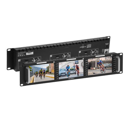 FEELWORLD T51 PLUS-H Triple 5.5 inch 2RU Rackmount Monitor Full HD 4K HDMI SDI AV Monitor (UK Plug)