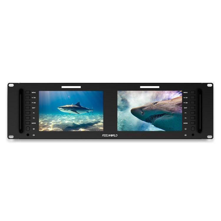 FEELWORLD D71 PLUS-H Moniteur double 7 pouces 3RU montable en rack 4K HDMI 1920 x 1200 IPS (prise britannique)