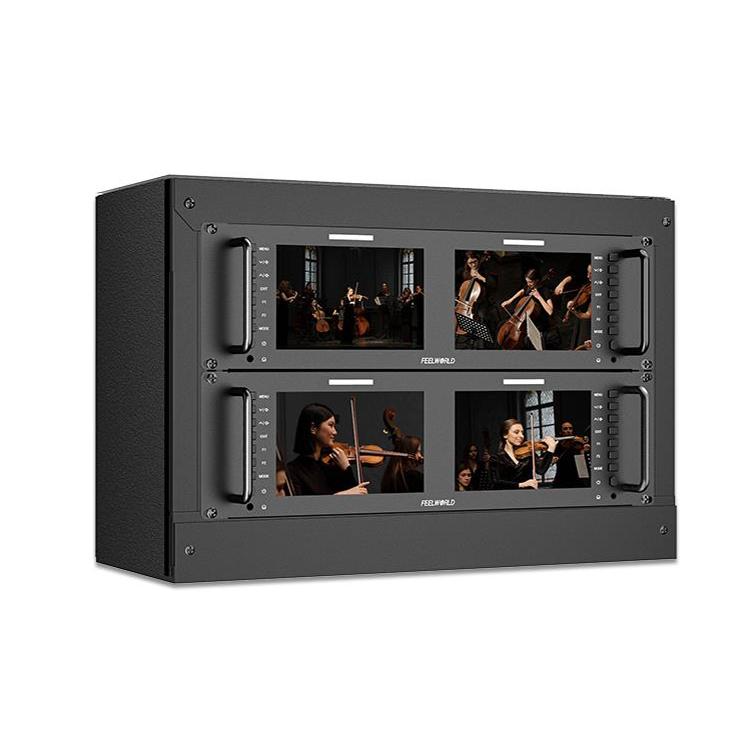 FEELWORLD D71 PLUS-H Moniteur double 7 pouces 3RU montable en rack 4K HDMI 1920 x 1200 IPS (prise britannique)