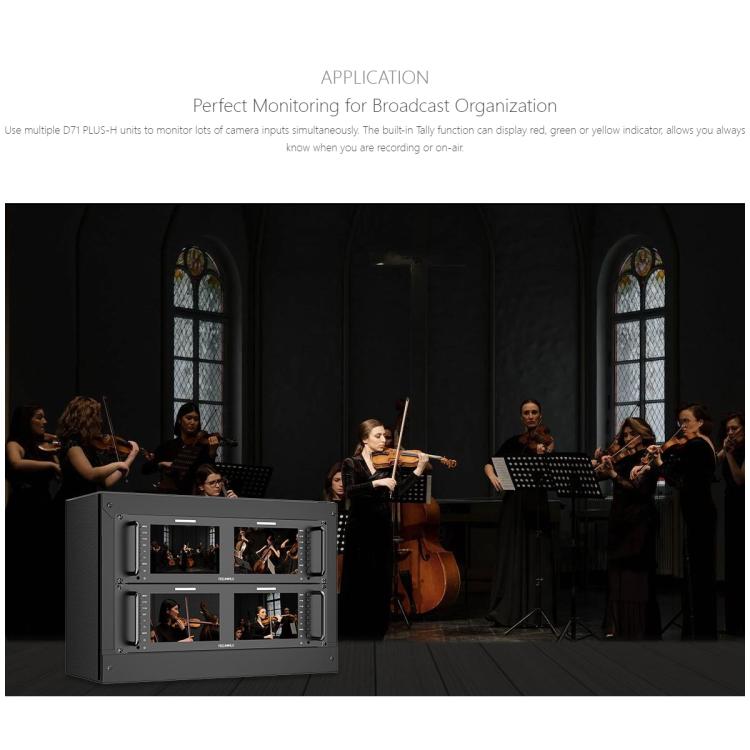 FEELWORLD D71 PLUS-H Dual 7 inch 3RU Rackmount Monitor 4K HDMI 1920 x 1200 IPS Monitor (EU Plug)