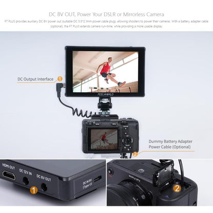 FEELWORLD F7 PLUS 7 inch DSLR Camera Field Monitor Touch Screen 4K HDMI High Brightness 1200nit Monitor (Black)