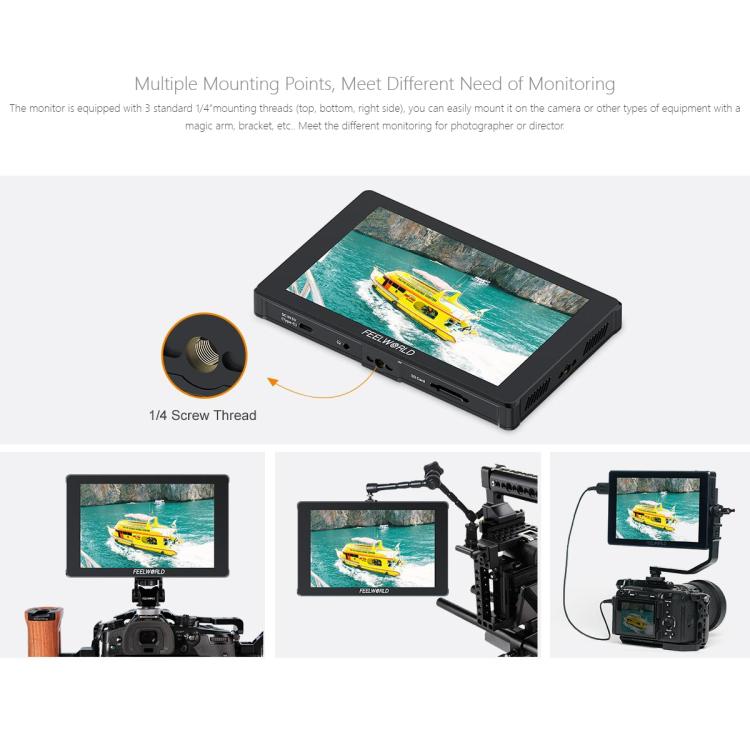 FEELWORLD F7 PLUS 7 inch DSLR Camera Field Monitor Touch Screen 4K HDMI High Brightness 1200nit Monitor (Black)