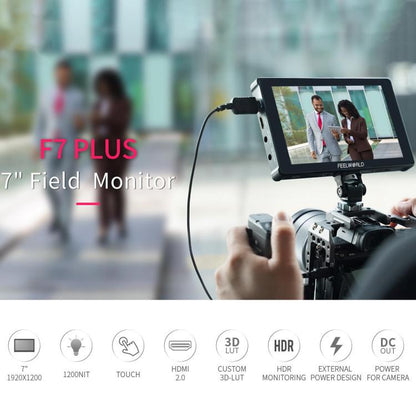 FEELWORLD F7 PLUS 7 inch DSLR Camera Field Monitor Touch Screen 4K HDMI High Brightness 1200nit Monitor (Black)