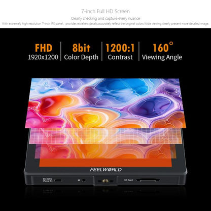 FEELWORLD F7 PLUS 7 inch DSLR Camera Field Monitor Touch Screen 4K HDMI High Brightness 1200nit Monitor (Black)