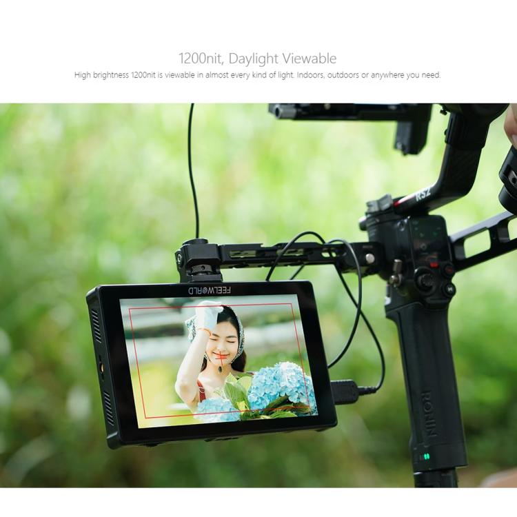 FEELWORLD F7 PLUS 7 inch DSLR Camera Field Monitor Touch Screen 4K HDMI High Brightness 1200nit Monitor (Black)
