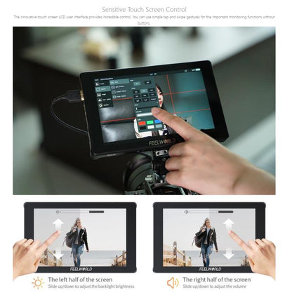 FEELWORLD F7 PLUS 7 inch DSLR Camera Field Monitor Touch Screen 4K HDMI High Brightness 1200nit Monitor (Black)