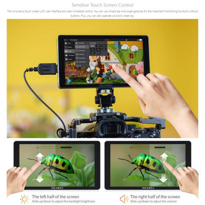 FEELWORLD P6XL 6.0 inch Aluminium Built-in Battery DSLR Camera Field Monitor Touch Screen 4K HDMI High Brightness 1200nit Monitor (Black)