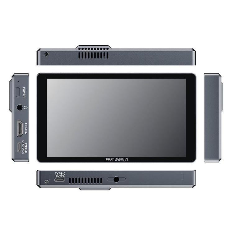 FEELWORLD P6XL 6.0 inch Aluminium Built-in Battery DSLR Camera Field Monitor Touch Screen 4K HDMI High Brightness 1200nit Monitor (Black)