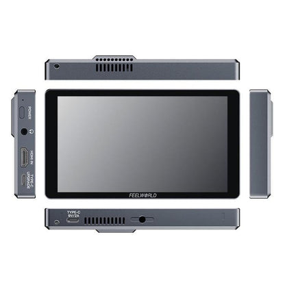 FEELWORLD P6XL 6.0 inch Aluminium Built-in Battery DSLR Camera Field Monitor Touch Screen 4K HDMI High Brightness 1200nit Monitor (Black)