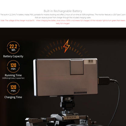 FEELWORLD P6XL 6.0 inch Aluminium Built-in Battery DSLR Camera Field Monitor Touch Screen 4K HDMI High Brightness 1200nit Monitor (Black)