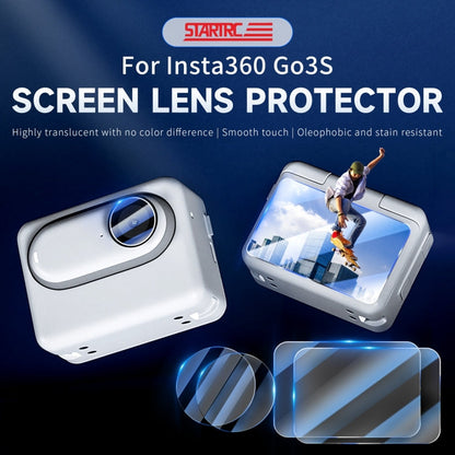 For Insta360 GO 3S STARTRC 2 in 1 2pcs Screen Tempered Glass Film and 2pcs Lens TPU Film