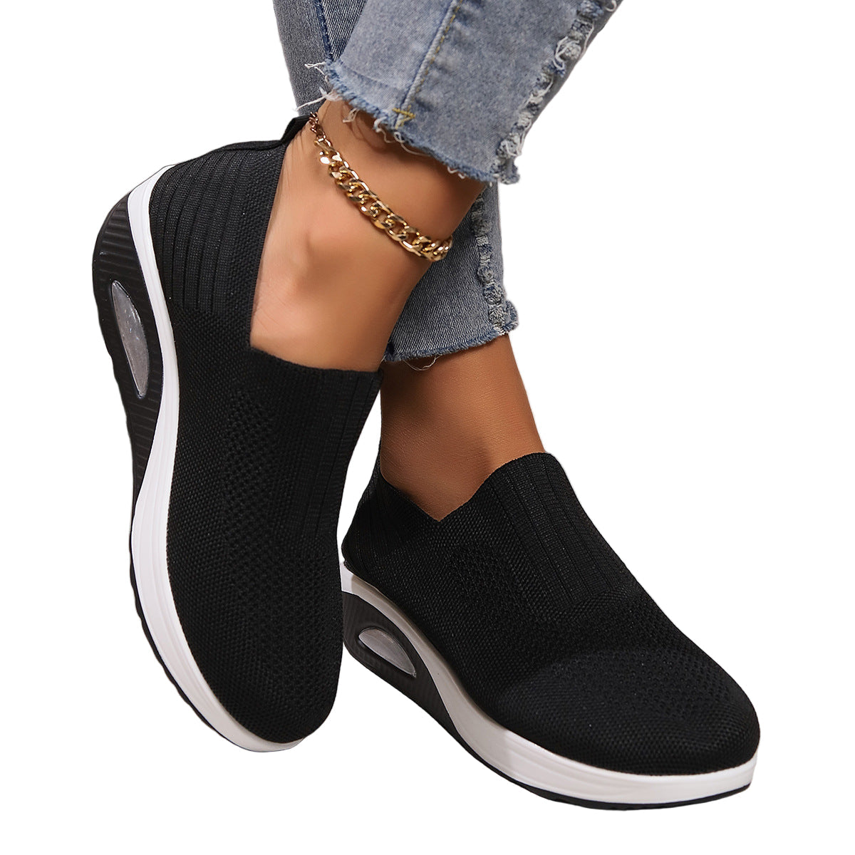 Women's Air Cushion Sneakers - Breathable Fly-Woven