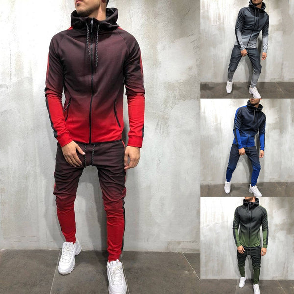 Men's Printed Zip Tracksuit Set