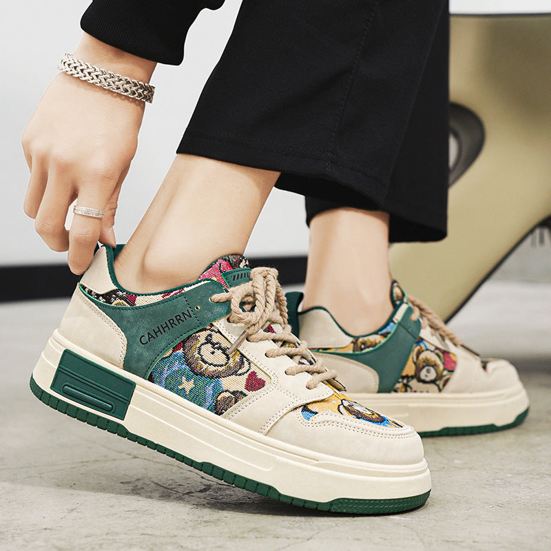 Harajuku style casual lace up color blocked thick soled shoes