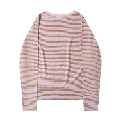 Striped Long Sleeve Round Neck T-shirt