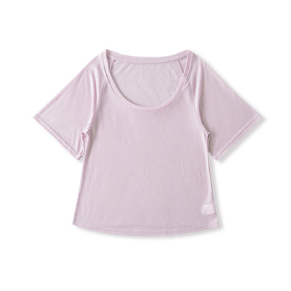 U-neck Mid-sleeve Loose T-shirt