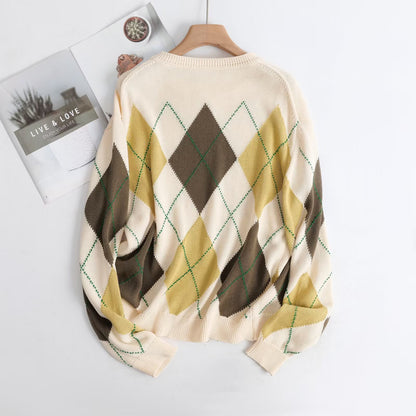 Style Round Neck Long Sleeve Knit Sweater for Women