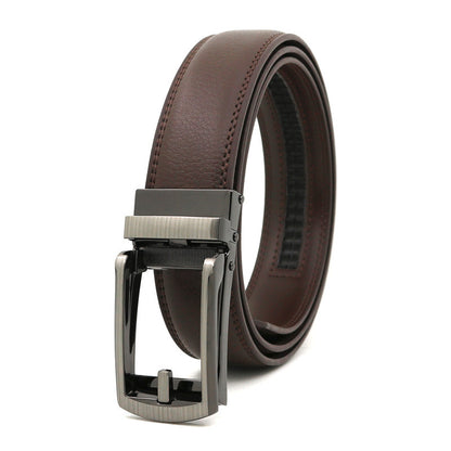 Men's automatic buckle two-layer cowhide leather belt ﻿