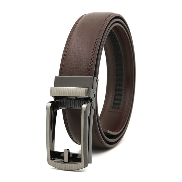Men's automatic buckle two-layer cowhide leather belt ﻿