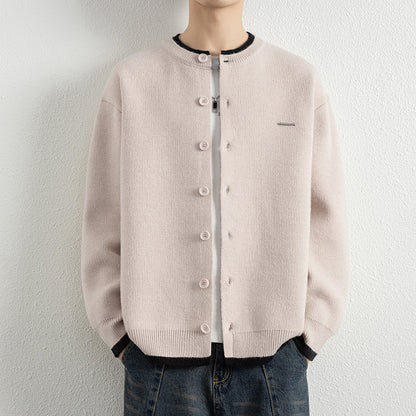 Men's Casual Color Block Knit Button Cardigan Jacket