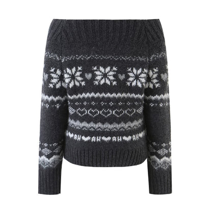 Minimalist Fair Isle Long Sleeve Crew Neck Pullover Sweater