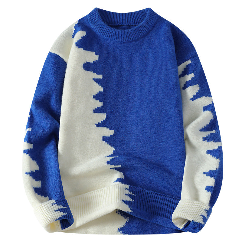 Men's Color Block Long Sleeve Round Neck Knit Sweater