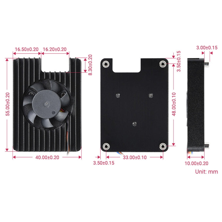 Waveshare Dedicated All-in-One 3007 Cooling Fan for Raspberry Pi CM4, Speed Adjustable, with Thermal Tapes