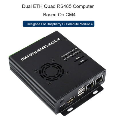 Mini-ordinateur double ETH Waveshare pour Raspberry Pi CM4, Ethernet Gigabit, 4 canaux RS485 isolés (prise US)