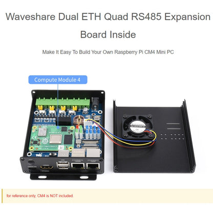 Mini-ordinateur double ETH Waveshare pour Raspberry Pi CM4, Ethernet Gigabit, 4 canaux RS485 isolés (prise US)