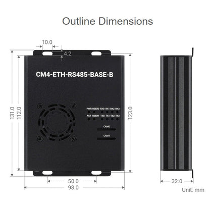 Mini-ordinateur double ETH Waveshare pour Raspberry Pi CM4, Ethernet Gigabit, 4 canaux RS485 isolés (prise US)