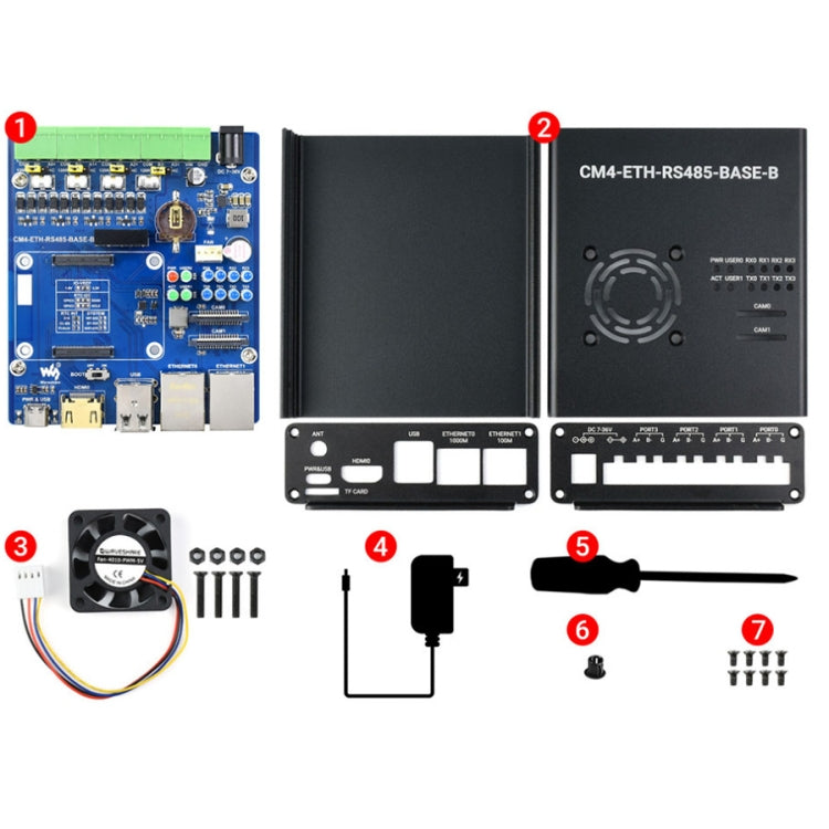 Mini-ordinateur double ETH Waveshare pour Raspberry Pi CM4, Ethernet Gigabit, 4 canaux RS485 isolés (prise US)