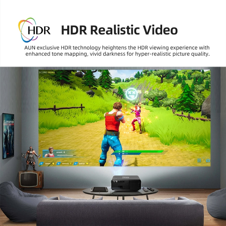 AUN U001 4K 18000 Lumens Portable Home Theater LED HD Digital Projector (UK Plug)