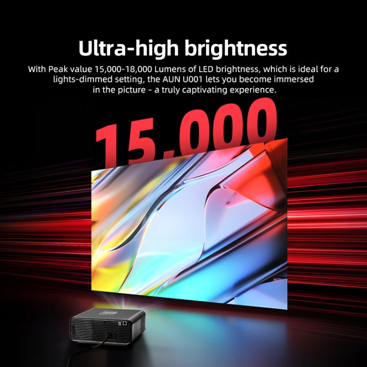 AUN U001 4K 18000 Lumens Portable Home Theater LED HD Digital Projector (UK Plug)
