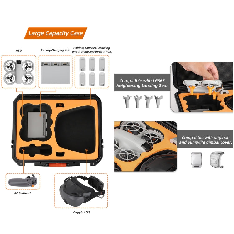 For DJI Neo Sunnylife Safety Carrying Case Large Capacity Waterproof Shock-proof Hard Travel Case (Black)