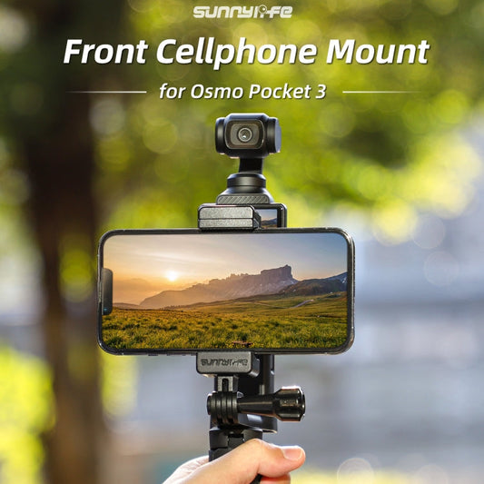 For DJI OSMO Pocket 4 / 3 Sunnylife Front Phone Holder Mount Handheld Tripod Expansion Brackets (Black)