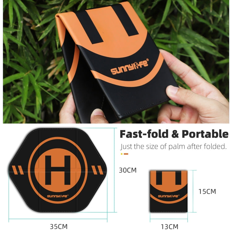 Sunnylife Drone Landing Pad 35cm Fast-Fold Double-Sided Leather Waterproof Helipad for DJI Neo / Avata 1 / 2 / Mini Series (Yellow+Orange)