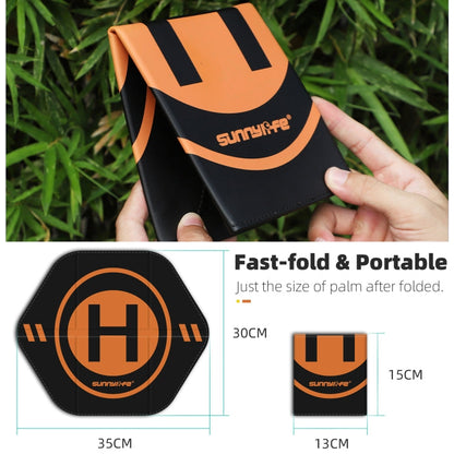 Sunnylife Drone Landing Pad 35cm Fast-Fold Double-Sided Leather Waterproof Helipad for DJI Neo / Avata 1 / 2 / Mini Series (Yellow+Orange)