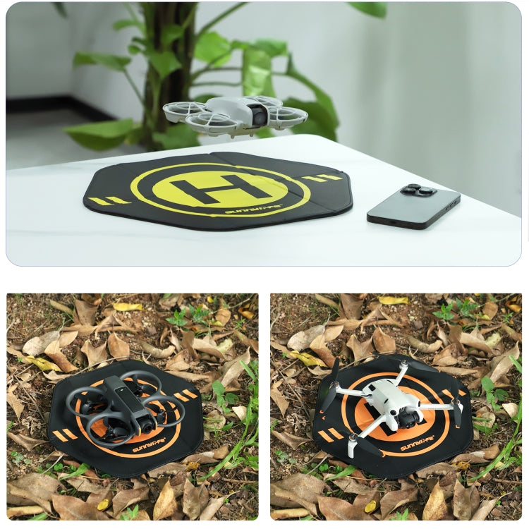 Sunnylife Drone Landing Pad 35cm Fast-Fold Double-Sided Leather Waterproof Helipad for DJI Neo / Avata 1 / 2 / Mini Series (Yellow+Orange)