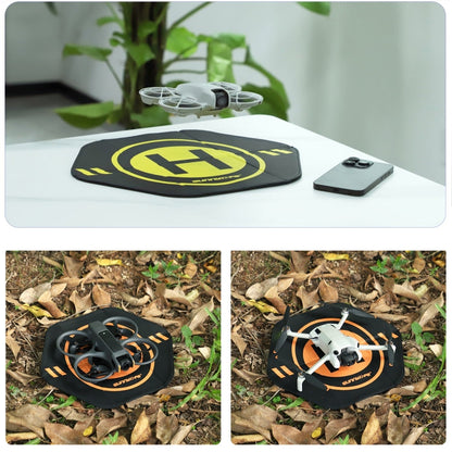 Sunnylife Drone Landing Pad 35cm Fast-Fold Double-Sided Leather Waterproof Helipad for DJI Neo / Avata 1 / 2 / Mini Series (Yellow+Orange)