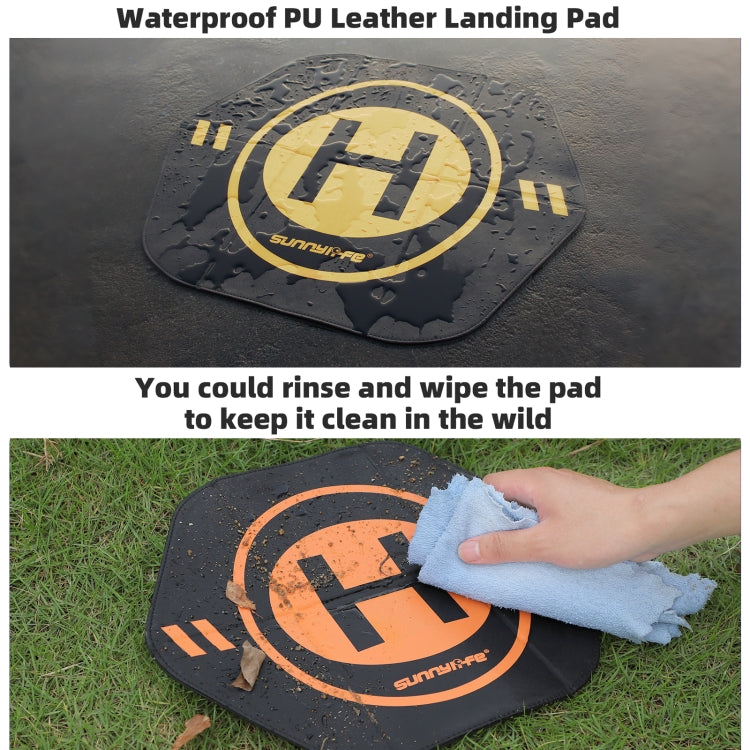 Sunnylife Drone Landing Pad 35cm Fast-Fold Double-Sided Leather Waterproof Helipad for DJI Neo / Avata 1 / 2 / Mini Series (Yellow+Orange)