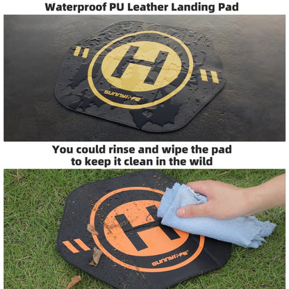 Sunnylife Drone Landing Pad 35cm Fast-Fold Double-Sided Leather Waterproof Helipad for DJI Neo / Avata 1 / 2 / Mini Series (Yellow+Orange)